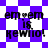 Pixelated text 'em=em is kewl!' appears over two distinct purple-and-white checkered backgrounds in a