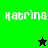 Green and black pixelated with 'katrina' text, two star icons alternating between black on green and green on black