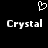 Pixelated white heart symbol above two instances of the word Crystal in pixelated text on a black background.