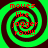 Four identical green and black spiral patterns with red text reading 'moves like jagger rox!!!' arranged in a