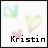 Animated icon with gradient heart symbols and text 'Kristin' in black, transitioning to light blue.