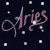 Pixel art contact sheet showing multiple frames of an animated icon with a blonde character wearing a red beret, featuring the text 'Aries' and partial views of other characters against a starry background.