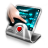 Pixelated icon shows a hand pressing a red button on a gray control panel with a blue-tinted screen above.