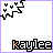 Pixelated of four and four showing repeated 'kaylee' text with star-shaped icons above each , varying in color and letter styling across frames