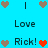 Pixelated blue background with repeated text and heart symbols in brown and red, arranged in a pattern with animated heart color changes