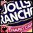 A 48x48 pixel animated buddy icon featuring the text "JOLLY CHOCOLATE" with a heart symbol that changes color between frames, set against a colorful gradient background.