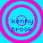 Four identical circular icons with pink concentric rings and blue text reading 'kenny brook' on a cyan background, arranged in a