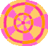 Animated contact sheet showing sequential frames of a cartoon bow tie icon on a striped circular background with pink, orange, and yellow colors.