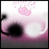 A static icon with a pink and white gradient background featuring two overlapping pink hearts and a black circular shape with radiating lines.