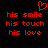 Red pixelated text and a heart symbol on black background, with repeated phrases arranged in two