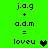 Green background displays two identical equations with 'j.a.g + a.d.m = loveu' text and heart symbols, one black and one green.