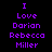 Pixelated text in purple on black background with white rectangular overlays, displaying 'I Love Dorian Rebecca Miller' across multiple