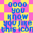 Pixelated blue text on a yellow and pink checkered background with repeated text phrases.