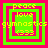 Four identical pixelated squares with layered borders display text: peace, love, gymnastics, and 633 in yellow on green and pink backgrounds.