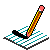 Pixelated pencil drawing on lined paper with green text 'E-MAIL' in the corner.
