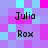 Pixelated text 'Julia' and 'Rox' arranged in a on a checkered background of purple, pink, and cyan squares