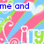 Pixelated text fragments in blue and white over a pink, green, and light blue striped background with decorative swirls.