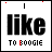 25 identical square icons with black text 'like' and 'TO BOOGIE', each featuring small multicolored pixel clusters at the top corners