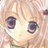 Pixelated close-up of a cartoon character's face with large purple eyes and light brown hair, rendered in low-resolution 256x256 pixels.