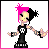 Pixel art character with pink and black hair, skull shirt, tattoos, and a 'Benji is Mine' text