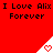 Red background with repeated black text "I Love Alix Forever" and white triangular icons containing red pixelated hearts.