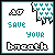 Pixel art animation showing a character's arm moving through with text 'SAVE YOUR breath' in teal and black