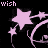 Animated pink star and heart design with swirling lines on black background, text "wish" appears in top-left corner.