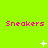 Bright green background with repeated pink 'Sneakers' text and white pixelated symbols in a