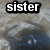 A four- shows a person's eyes with text labels 'sister' and 'reunion' above the top , where the right displays an apostrophe