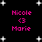 Black background with white star shapes and pink text reading "Nicole <3 Marie" in two identical vertical