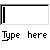 A static image shows a of text input fields with 'Type here' labels, displaying sequential character entry from 'H' to 'Hello', and the final frame includes a yellow smiley face emoji next to 'Hello'