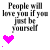 Text-based icon with repeated phrase and pink heart symbols in various positions across frames.