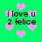 Green background with pink pixelated hearts and repeated text 'ilove u 2 felice' in black pixelated font.