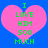 Two identical pink heart-shaped icons with green text on a blue background, each displaying 'I LOVE HIM 500 MUCH' in pixelated font.