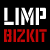 Static pixel art icon featuring bold text "LIMP" in white above red text "BIZKIT" on a black background, with visible dithering and blocky rendering artifacts.