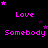 Pixelated text and stars on black background with pink and purple hues, arranged in repeating