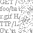 Static pixelated image showing fragmented text and abstract shapes on a light gray background with no discernible subjects or symbols.