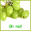 Green grapes on a white background with green text phrases below each cluster.