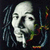 Pixelated static image of a stylized face with long dreadlocks against dark background, featuring visible dithering and color blending in hair and facial features.