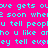 Pixelated cyan text on bright pink background with two small pink heart symbols, animated text changes across frames.