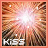 Animated contact sheet of four 48x48 pixel frames showing a bright light burst with text changes from "kiss" to "me..." on a gradient background.