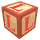 16 identical red and beige 3D cubes with a red 'L' on each visible face, arranged in four and four against a gray background