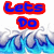 Blue text with red outlines on a wave background, displaying 'Lets Do A Few Skate Trix'
