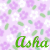 Pixelated floral pattern with purple and white flowers on light pink background, green leaves scattered throughout.