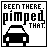 25 pixel-art icons showing a car with 'EEN THERE. PIMPED THAT.' text, transitioning from black to red and back through color variations