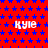 Red background with blue stars and repeated white text 'Kyle' in pixelated font.