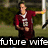 A person in a maroon sports jersey with number 6 stands on a grassy field, holding a white pole, with text overlays reading 'future wife', 'right', and 'durr' across different frames.