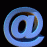 A 3D-rendered @ symbol in blue and gold tones rotates through multiple angles against a black background, showing front, side, and partial views.