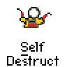 Animated contact sheet showing 14 sequential frames of a self-destructing cartoon character with repeated text "Self Destruct" below each frame.