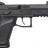 Pixelated grayscale image of a handgun with visible trigger, grip, and barrel against white background.